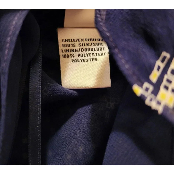 Diane Von Furstenberg Blouse Top Womens Size 0 Navy Blue Leysa Silk Long Sleeve - Picture 12 of 12